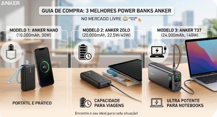 3 Power Banks Incríveis no Mercado Livre para Nunca Mais Ficar Sem Bateria